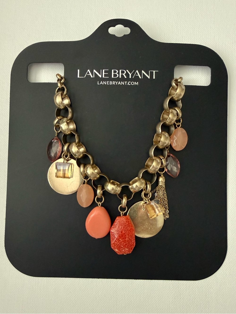 LB Necklace Coral Brass Statement
